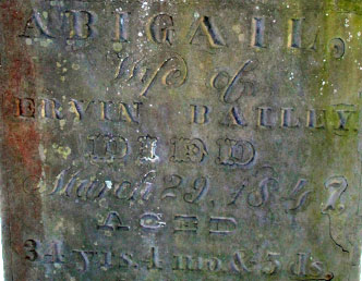Abigail Bailey Headstone detail
